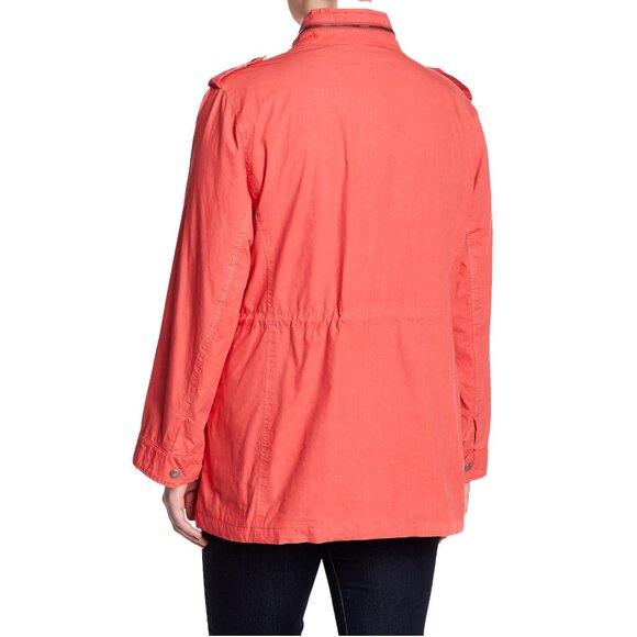 Levi's Coral Bright Orange Utility Rain Jacket for Women Like New - Picture 2 of 11